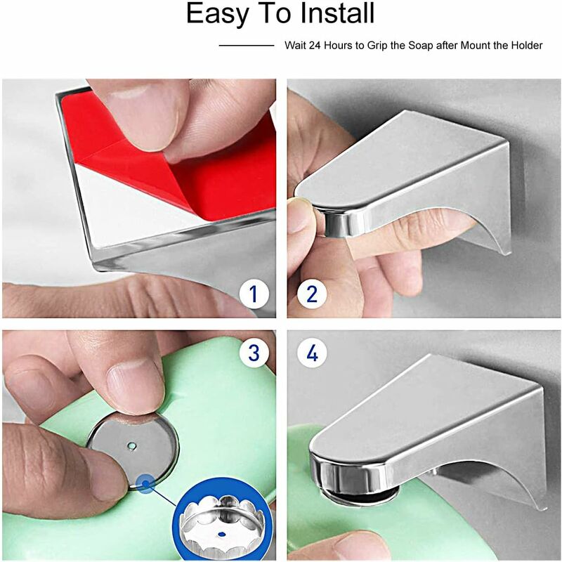 2 Pack Plastic Soap Dish Holder With 3M Magnetic Magnet, Wall Hanging Soap Holder, Easy To Use For Bathroom, Kitchen - Image 4