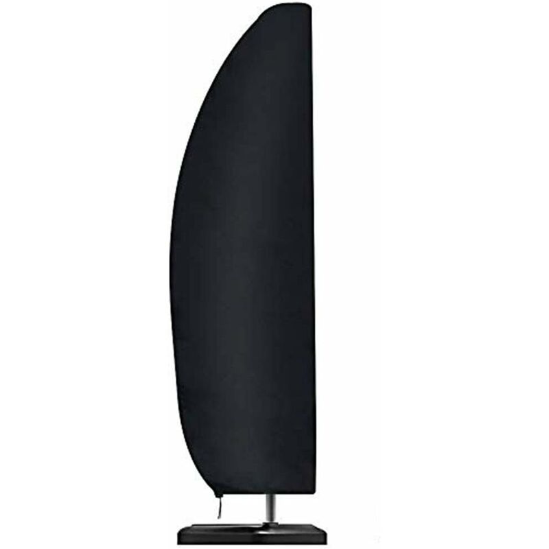 210D Oxford Fabric Parasol Cover Water Resistant Windproof Uv Resistant Tear Resistant Extra Large With Zipper Black - Image 1