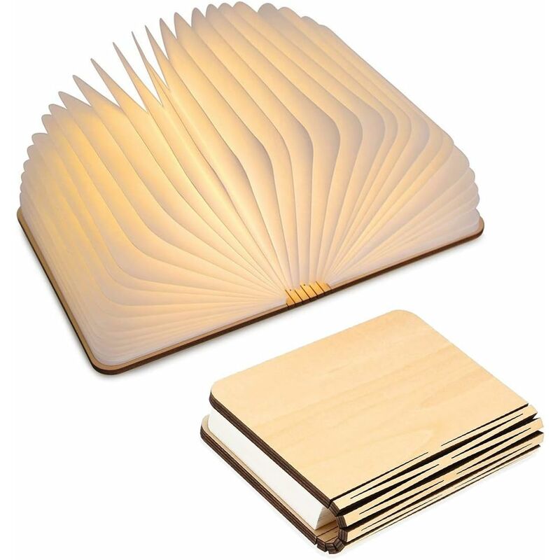 LED Wooden Book Lamp, Christmas Gift Idea Book Lamp Folding And Magnetic, Usb Rechargeable LED Paper Lamp, Decorative - Image 1