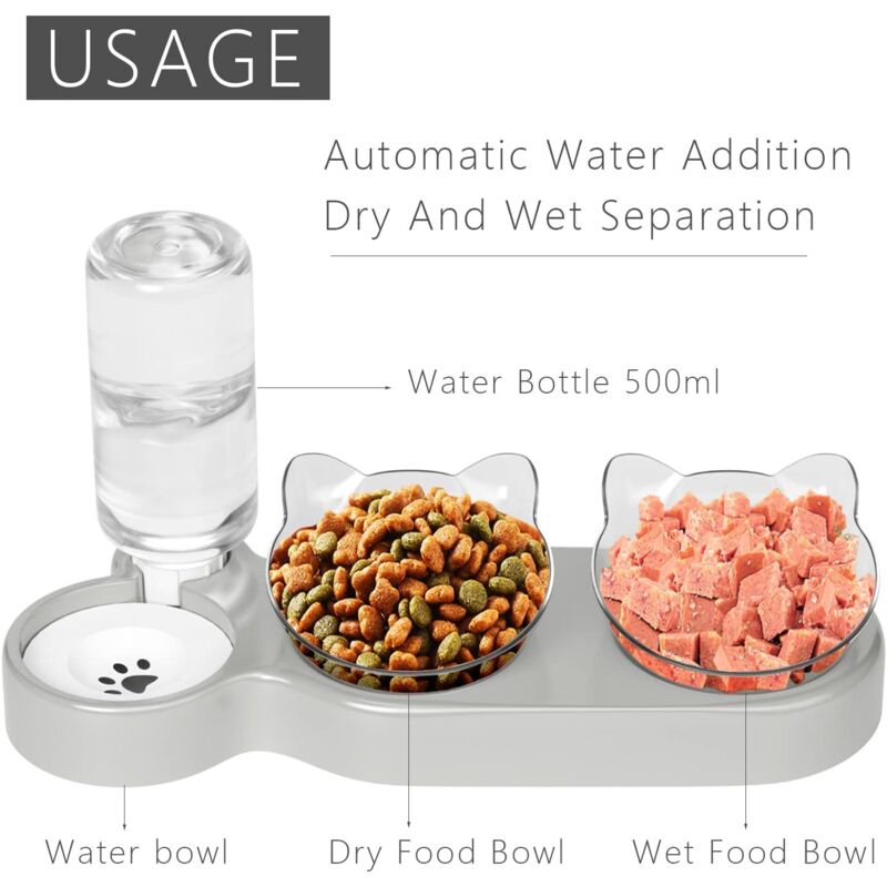 Cat Bowl, 15° Tilting Cat Water Bowl, Automatic Cat Bowl, Cat Feeders And Waterers, Non-Slip Cat Bowl, Cat Bowl - Image 3