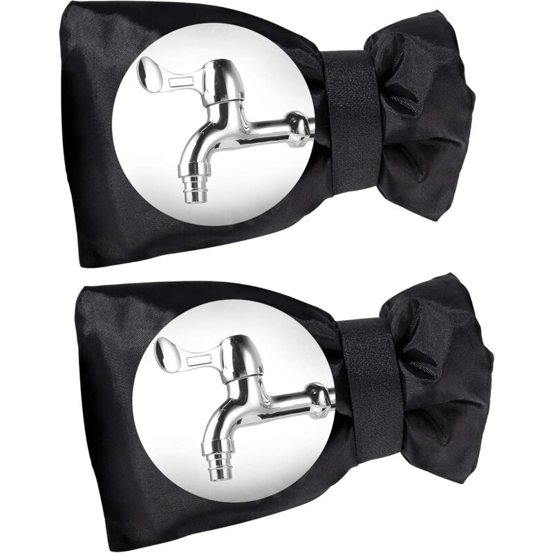 Outdoor Faucet Cover Antifreeze Faucet Protection Cover Wind Resistant Waterproof For Winter Garden Black 2 pcs - Image 1