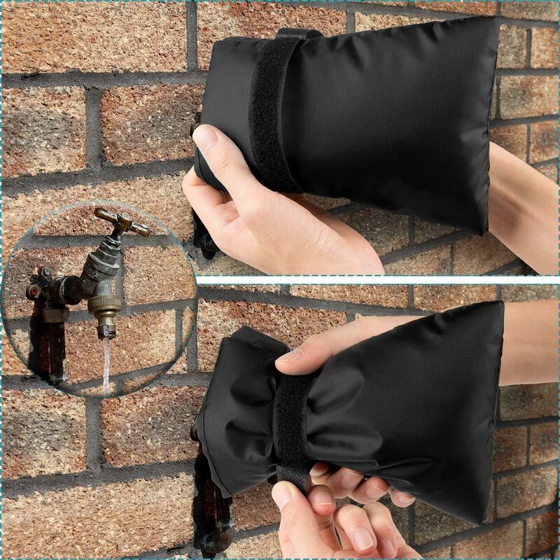 Outdoor Faucet Cover Antifreeze Faucet Protection Cover Wind Resistant Waterproof For Winter Garden Black 2 pcs - Image 2