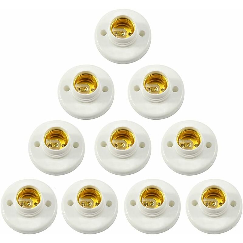 E27 Lamp Holder Screw Socket Plastic Wall Mount LED Bulb Base Converter Adapter Holders For E27 Bulb Plastic ROund - Image 1