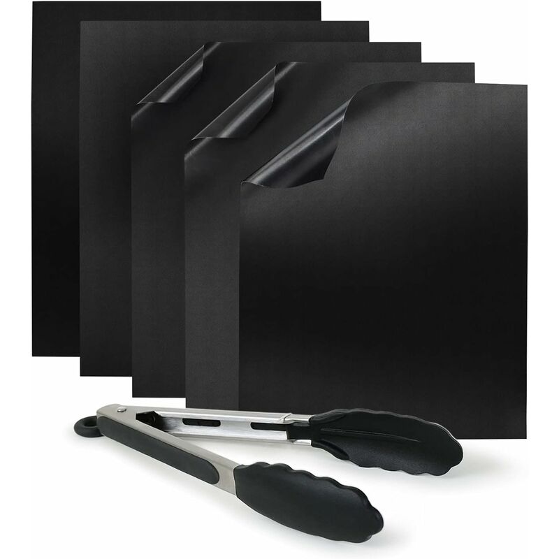 Teflon Bbq Baking Sheets (5 Pack) - Non-Stick Cooking Mat For Bbq, Grill & Oven (5X Rectangular 40X30Cm) - Image 1