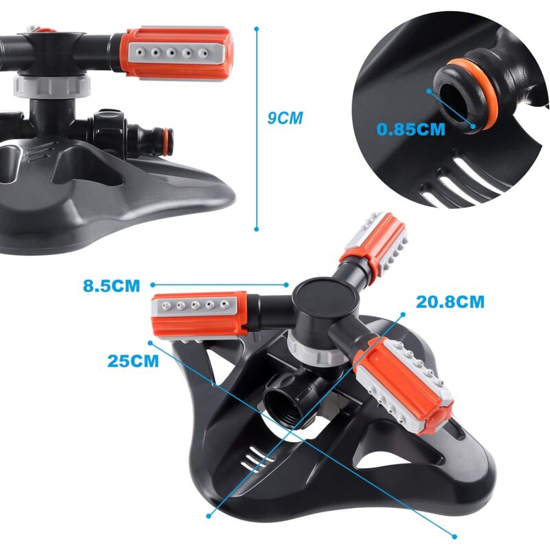 Garden Sprinkler, 360° ROtating 3 Arm Automatic Lawn Sprinkler Watering Irrigation - Image 2
