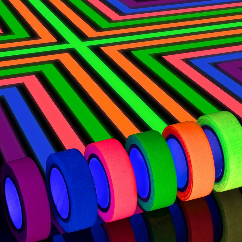 Neon Gaffer Tape 6 Colors, Uv Blacklight Glow In The DArk Fluorescent Tape For Uv Party (0.6 Inch X 16.5 Feet) - Image 1