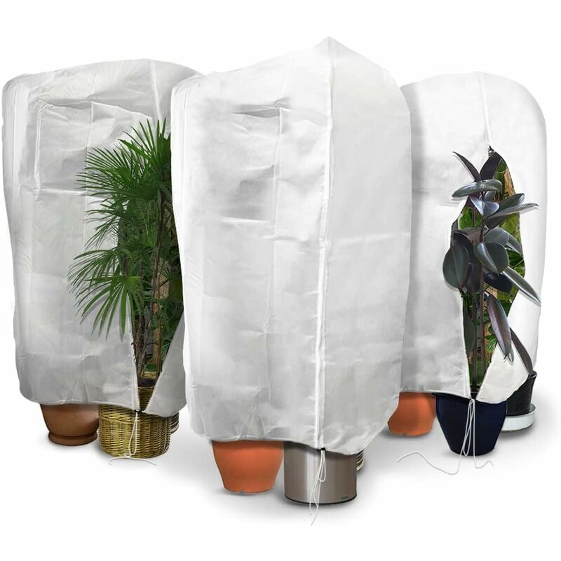 3 pcs Set Winter Plant Covers With Drawstring And Zipper 80G/M² Polypropylene Winter Covers Heavy Duty Reusable Plant - Image 1