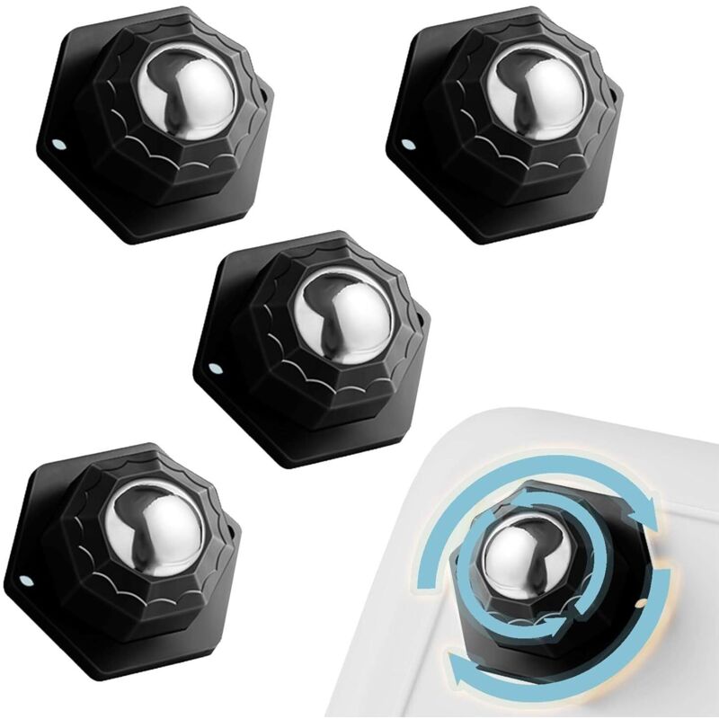 4 pcs Small Furniture Casters, Furniture Caster Black 200Kg, Flat Furniture Casters 360 ROtating Mobile Pulley - Image 1