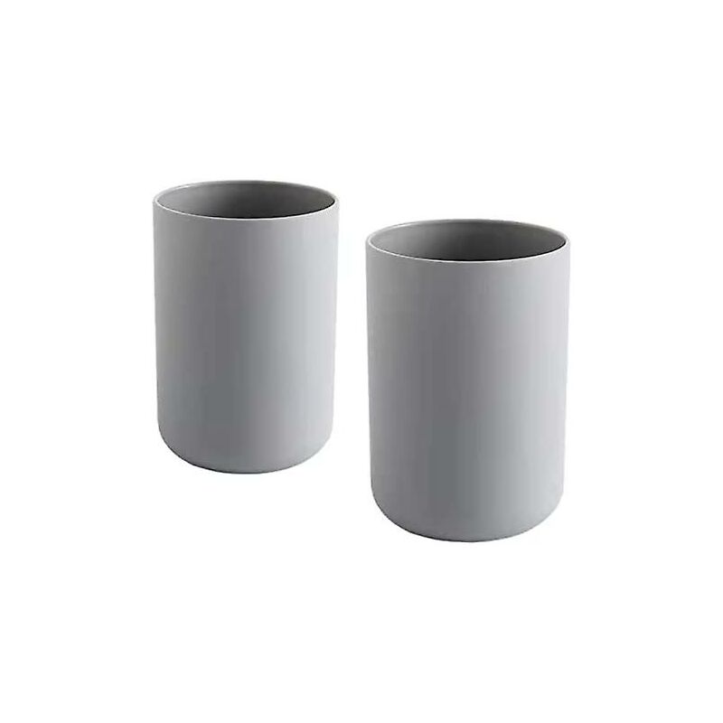 2 pcs Toothbrush Cups, Bathroom Toothbrush Holder, Mug, Plastic Cup 300Ml (Grey & Grey) - Image 1