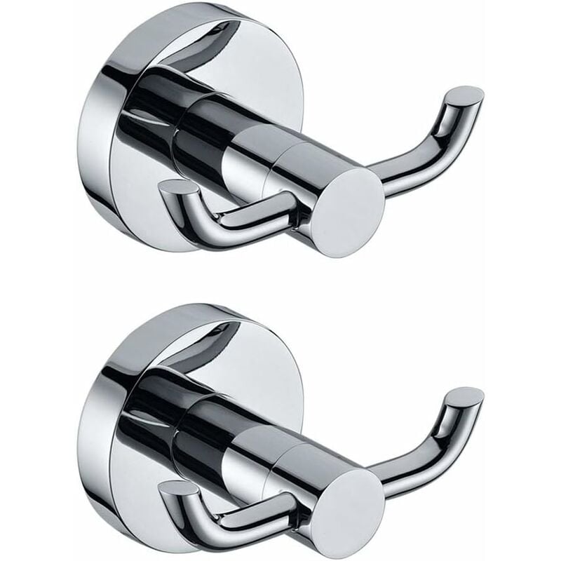 2 Pack Modern Polished Chrome Wall Hooks Solid Brass Double Towel Bar Bathroom Toilet Hat Clothes Wall Hanger Holder - Image 1