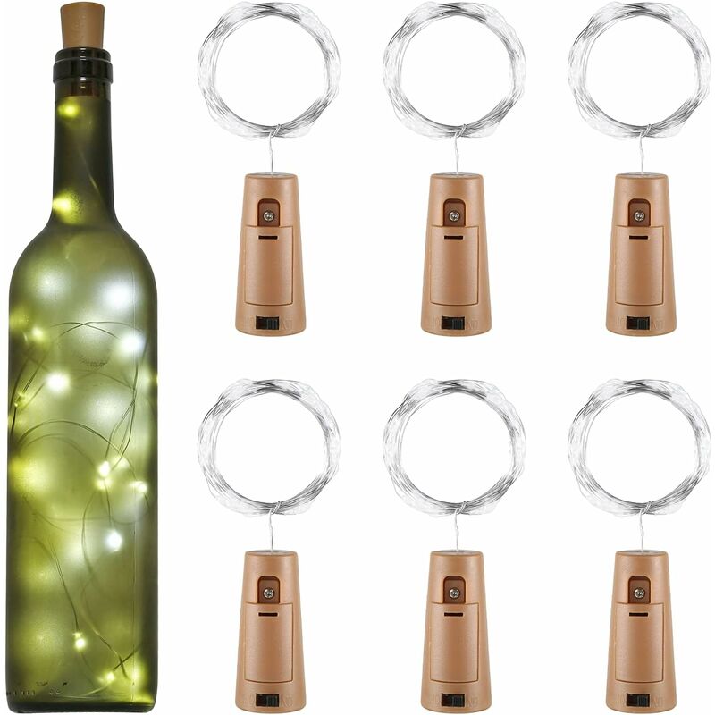 LED Bottle Lights 2M 20LEDs Bottle Lights, LED Bottle Stopper Light Waterproof Flexible Silver Wire Decoration For - Image 1