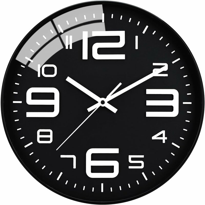 Silent Clock, 30Cm Quartz Silent Clocks, Battery Powered, Modern Style Designed For Home, Office And School (Black) - Image 1
