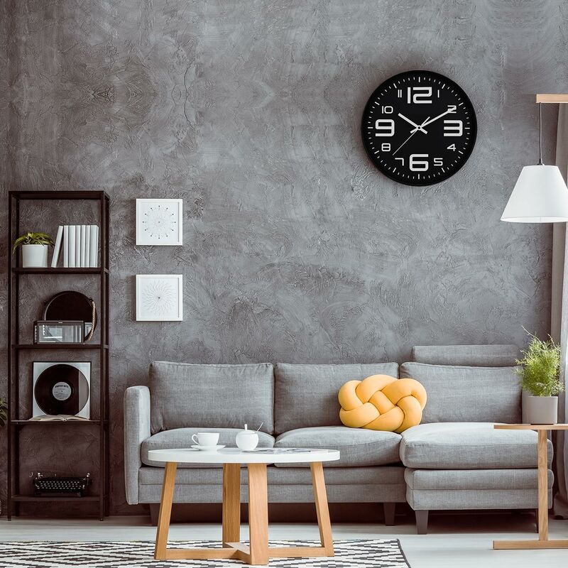 Silent Clock, 30Cm Quartz Silent Clocks, Battery Powered, Modern Style Designed For Home, Office And School (Black) - Image 4
