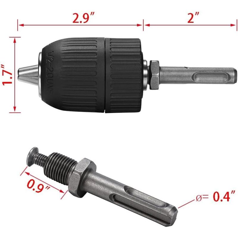 13Mm Quick Release Self-Tightening Chuck Sds Adapter Hammer Drill Bit - Image 3