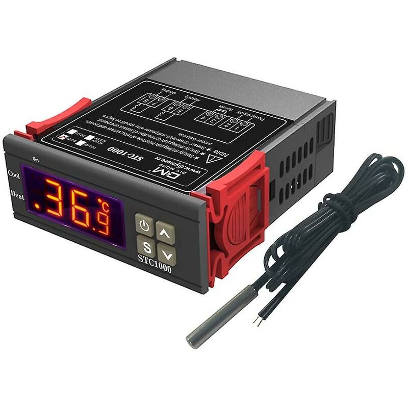 Stc-1000 Temperature Controller, 12V 10A Multi-Purpose Digital Thermostat With Ntc Probe For Fermentation Hatch, - Image 1