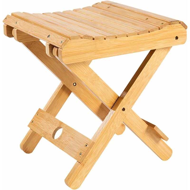 Solid Wood Folding Stool - Portable Stool For Home, Gaming, Fishing, Works In Bedrooms, Garden, Wood, 29X28X26 Cm - Image 1