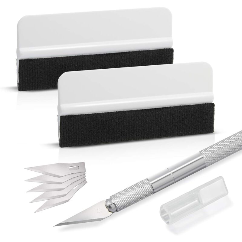 Car Accessories Squeegee Kit, With Felt Squeegee, Hobby Knife For Application Or Scraping With Cutter And Plastic - Image 1