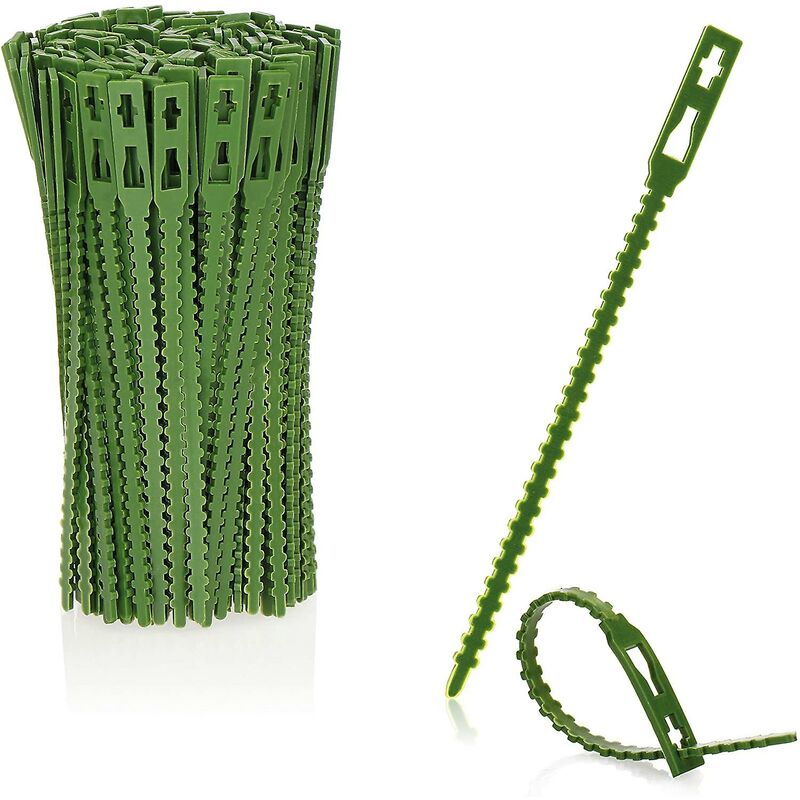 200X Green Plastic Plant Binder - Stabilize Plants - Plant Clips - Plant Stake Clip (13 Cm) - Image 1