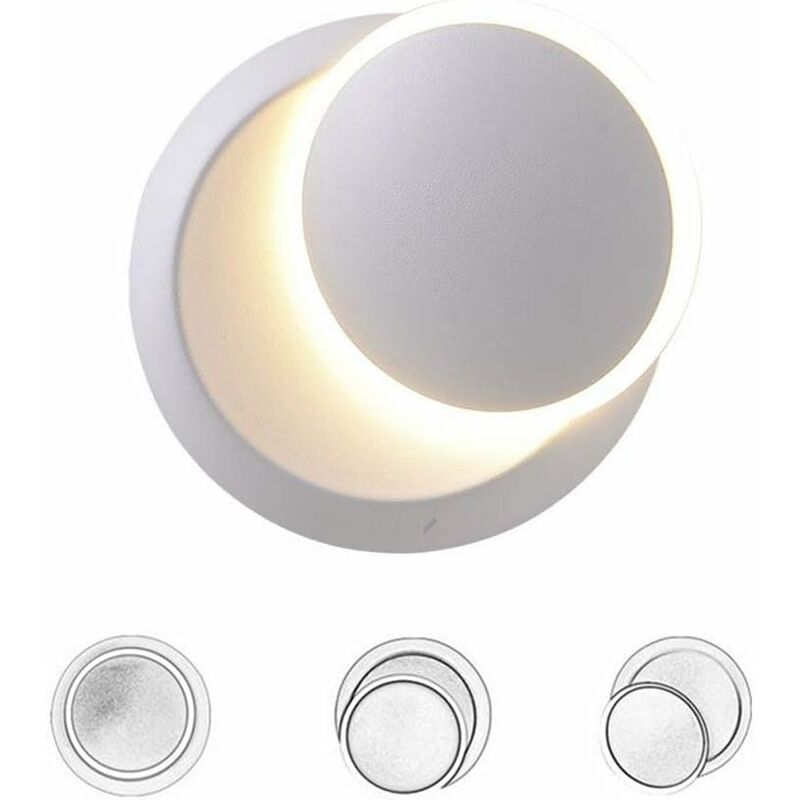 Indoor Wall Lights White LED Wall Lamp 5W Modern Wall Light Warm White Creative 2 In 1 Iron Wall Sconce LED Lamp (White) - Image 1