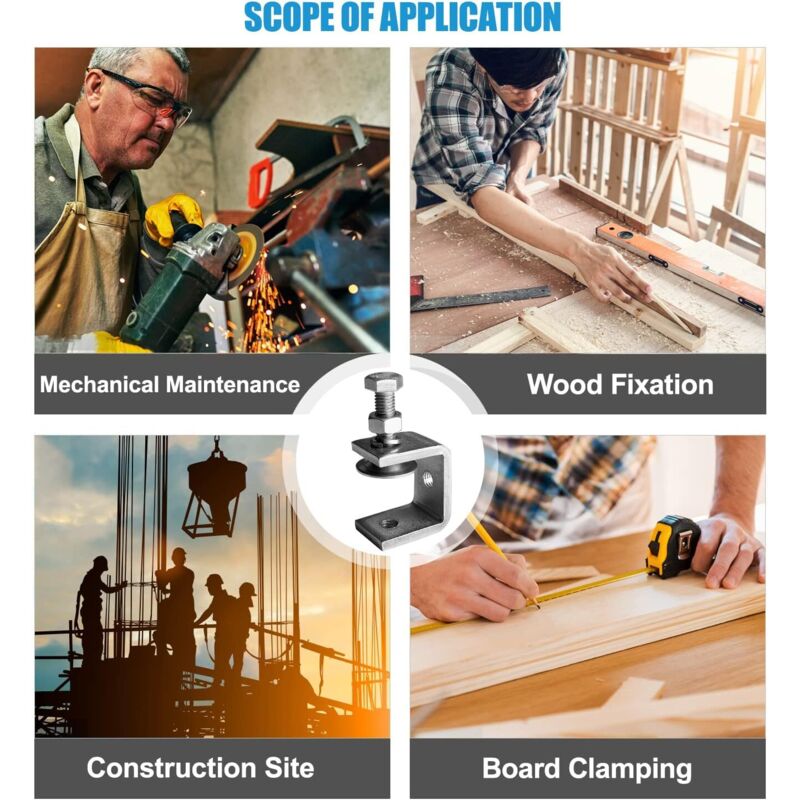 6 pcs Heavy Duty 304 Stainless Steel C-Clamps, For Clamps, Pliers And Turnbuckles, Woodworking Tools, Diy & Auto Repair - Image 4