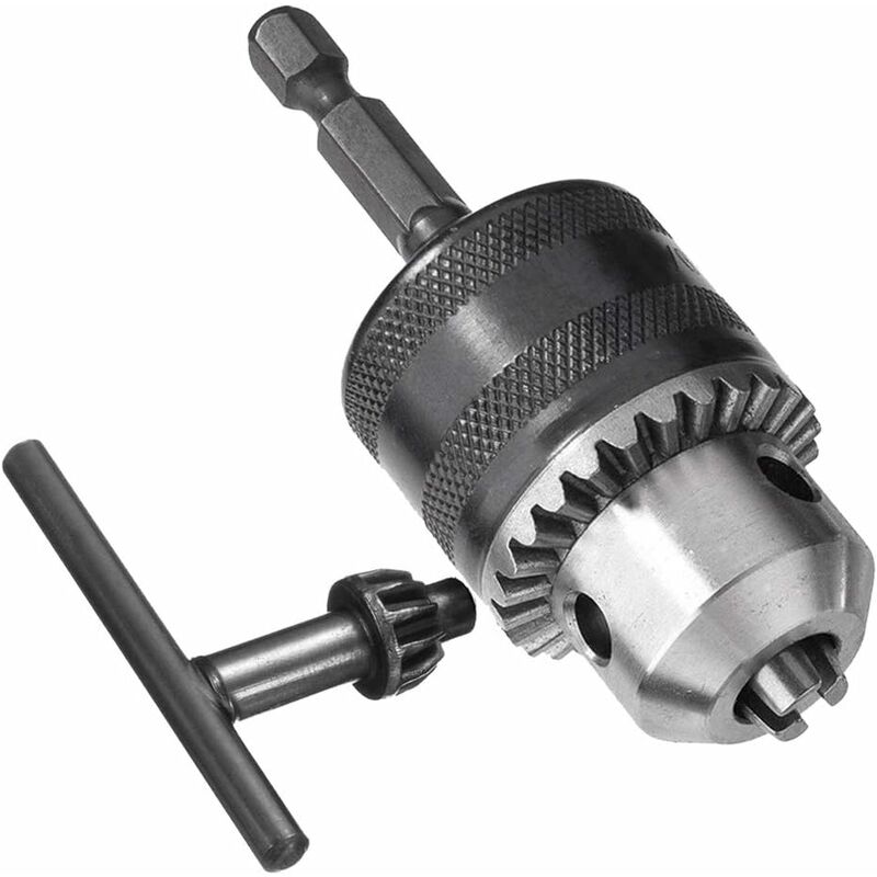 1.5-13Mm 6.35Mm Hex Shank Quick Change Drill Chuck Adapter, 1/2-20Unf Drill Chuck Converter With Chuck Key For Electric - Image 1