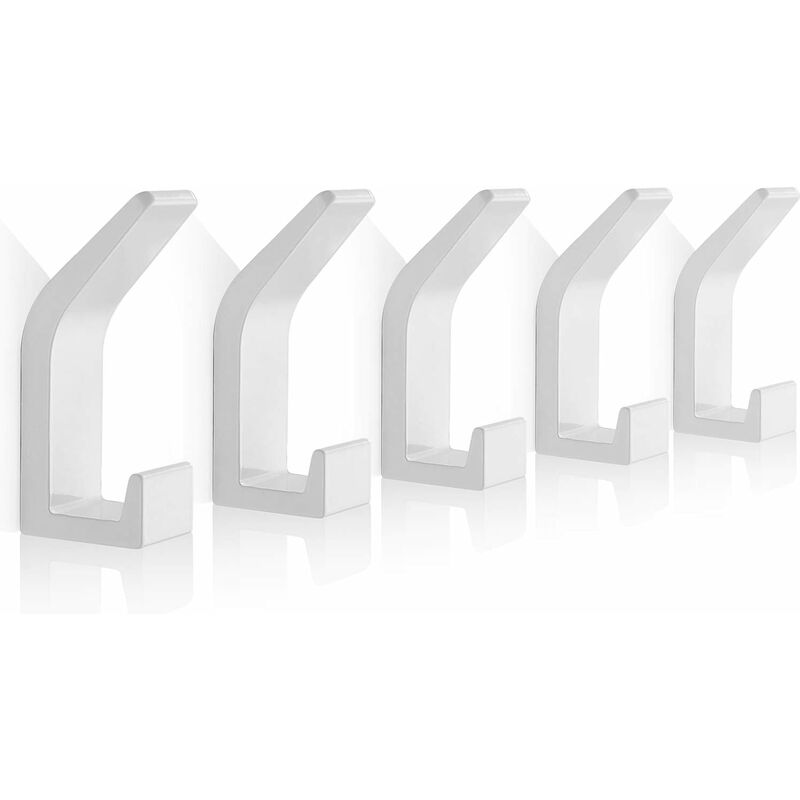 Self Adhesive Hooks Aluminum Wall Hook Waterproof Bathroom Towel And RObe Hooks For Kitchen Bathroom Closets 5 pcs - Image 1