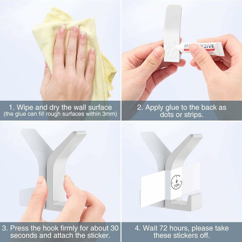 Self Adhesive Hooks Aluminum Wall Hook Waterproof Bathroom Towel And RObe Hooks For Kitchen Bathroom Closets 5 pcs - Image 4