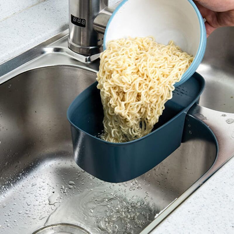 Kitchen Drain Baskets, Hanging Sink Basket Drain Holder Hanging Storage Shelf Sponge Holder Sink Drain Basket (Blue) - Image 3