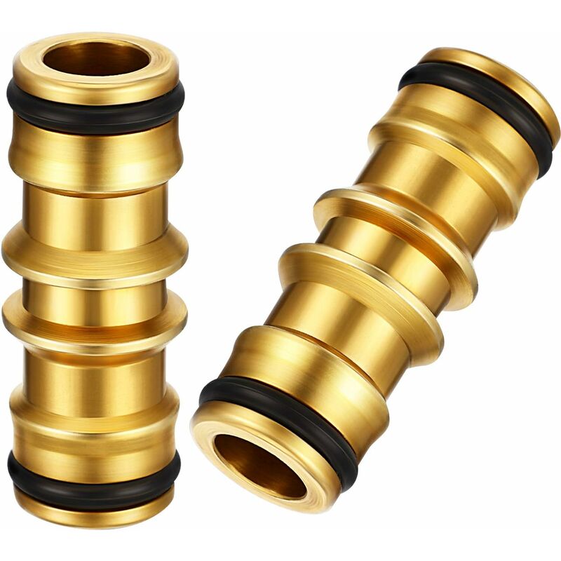 2 Pack Brass Garden Hose Connector For Garden Hose Tap (Double Male Brass Connector) - Image 1