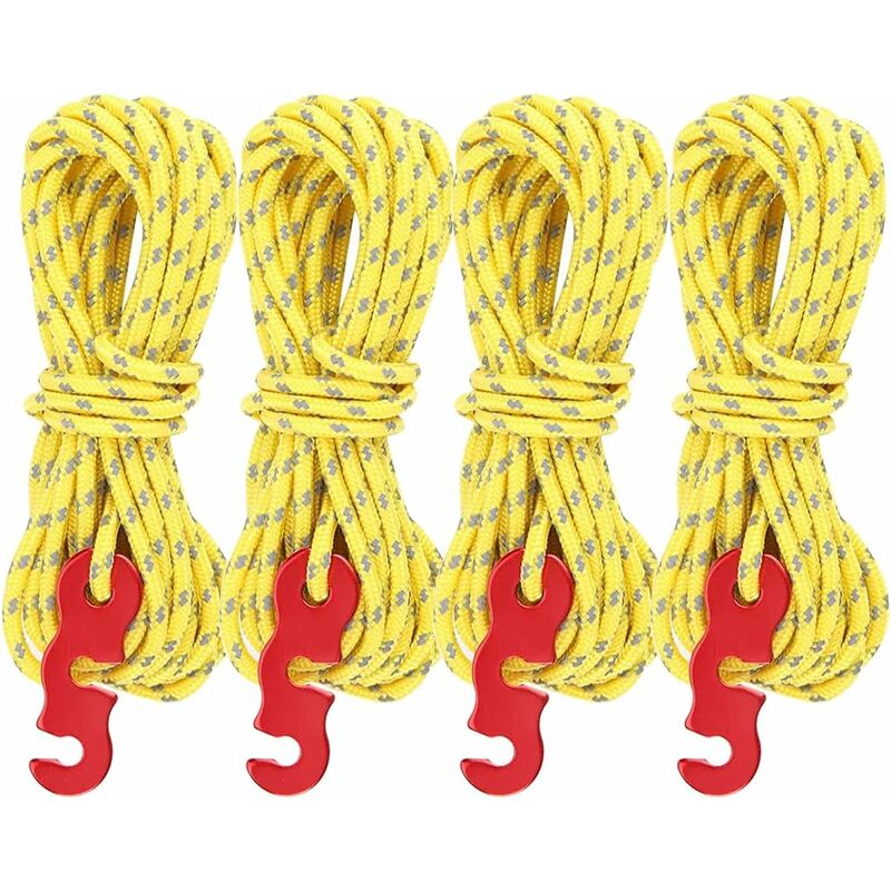 4 pcs Reflective Guy Lines With ROpe Tensioner, 4M, Diameter: 3Mm, Tear Resistant, For Tent And Shade Sail - Image 1