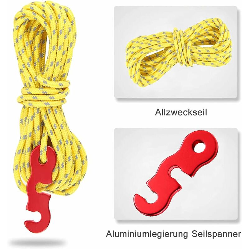 4 pcs Reflective Guy Lines With ROpe Tensioner, 4M, Diameter: 3Mm, Tear Resistant, For Tent And Shade Sail - Image 2