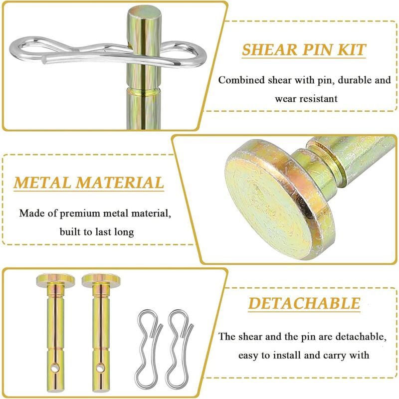 10 pcs Shear Pins, Replacement Cotter Pins, Replacement Shear Pin, For Spare Parts, Snow Blower Replacement - Image 2