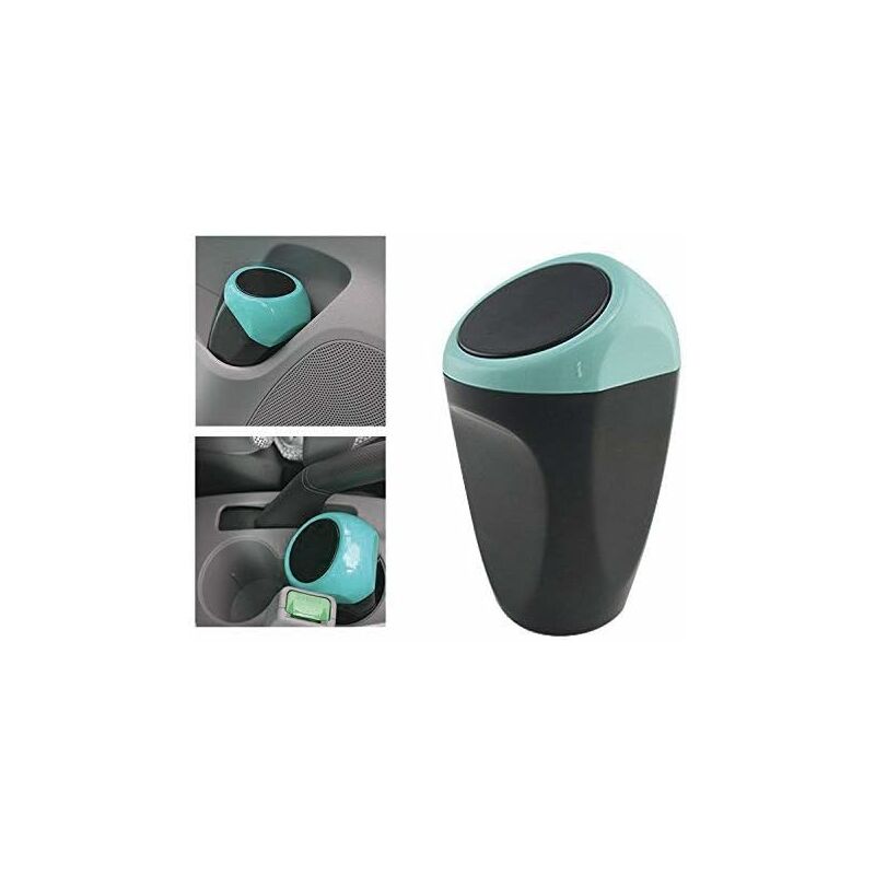 Mini Car Trash Can Plastic Waste Bin 16X8Cm Garbage Can Storage Container For Car Interior/Office/Home(Blue-Mini Trash - Image 1