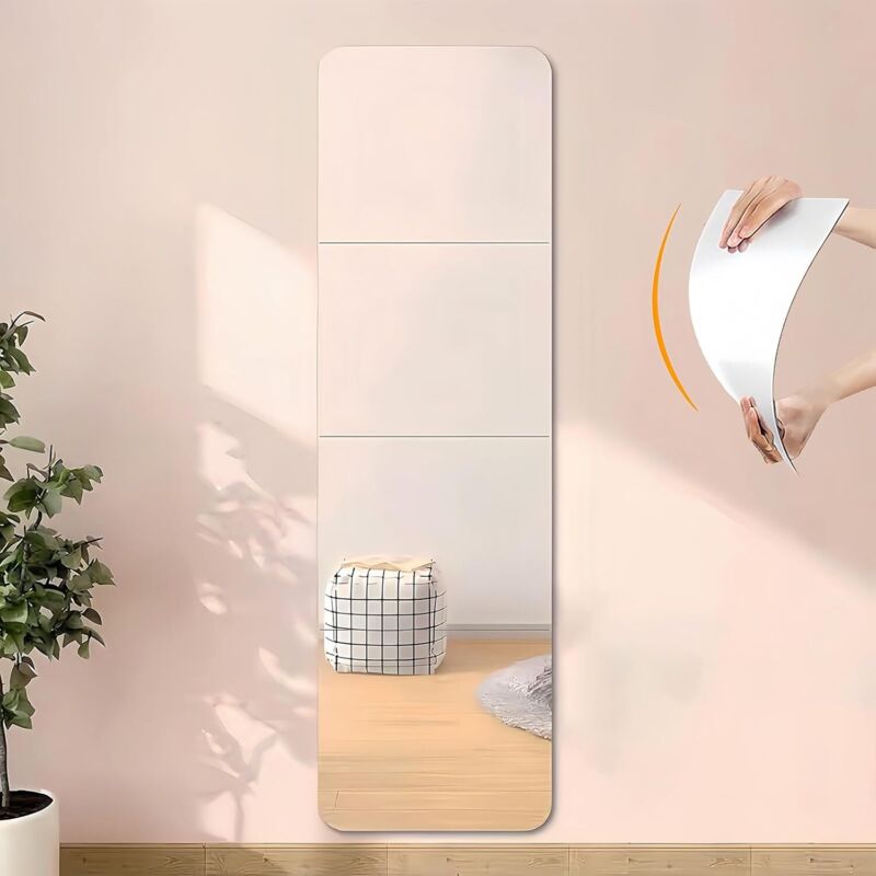 4 Pieces Mirror Sticker, 20 X 20 Cm Acrylic Adhesive Mirror Door, Square Wall Sticky Mirror Flexible Decorative Mirror - Image 1