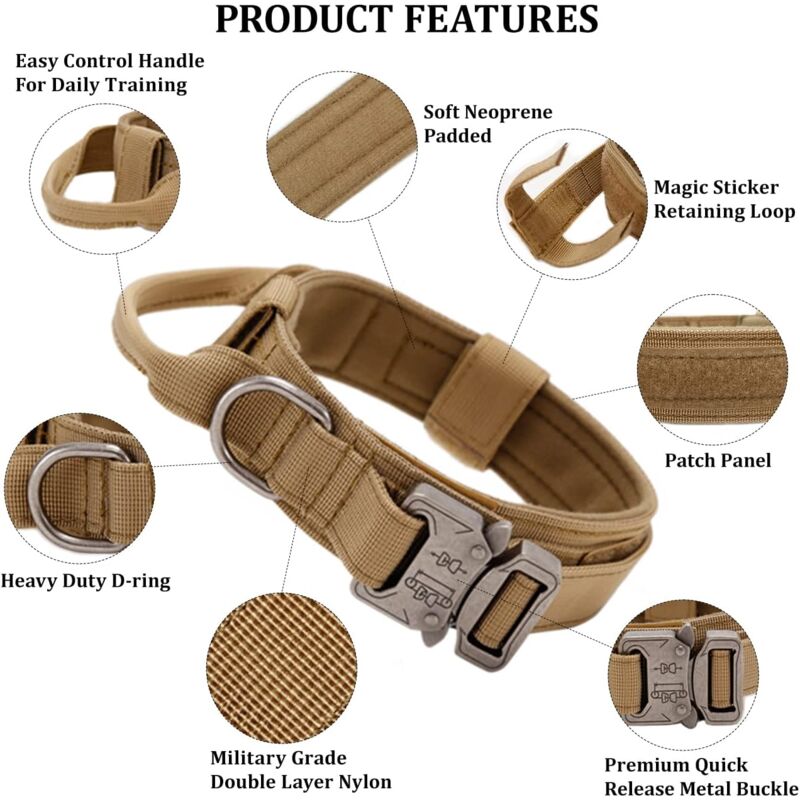 Tactical Dog Collar - Military Dog Collar With Control Handle, Adjustable Nylon Padded Dog Collar For Medium Large Dogs - Image 3