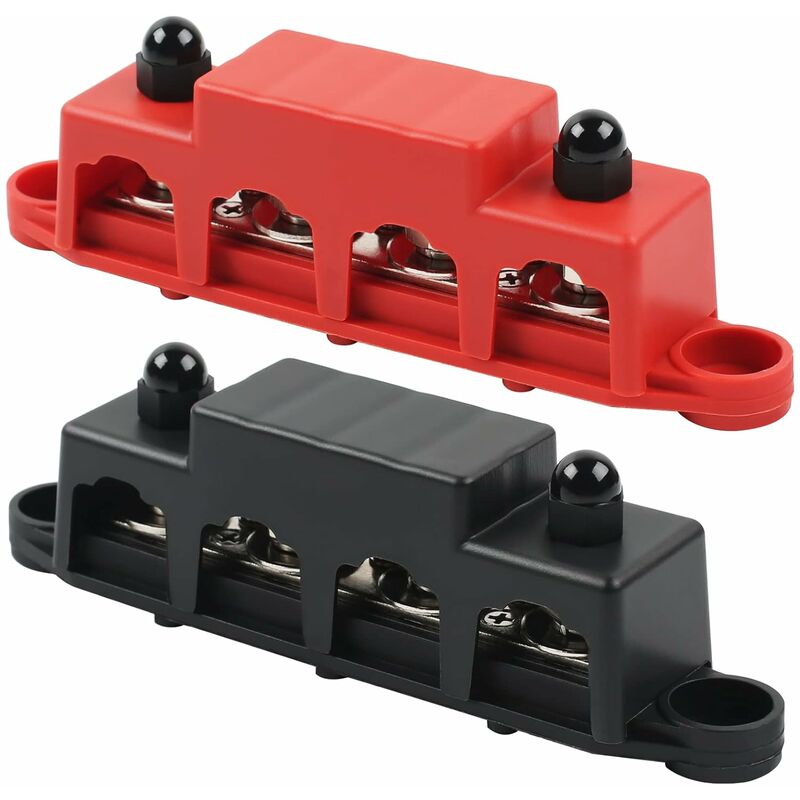 12V,48V Dc,250A Busbar Distribution Block,With 4 M8 Clamp Bolts,Grounding Current For Car Rv Boat Yacht (Red And Black, - Image 1