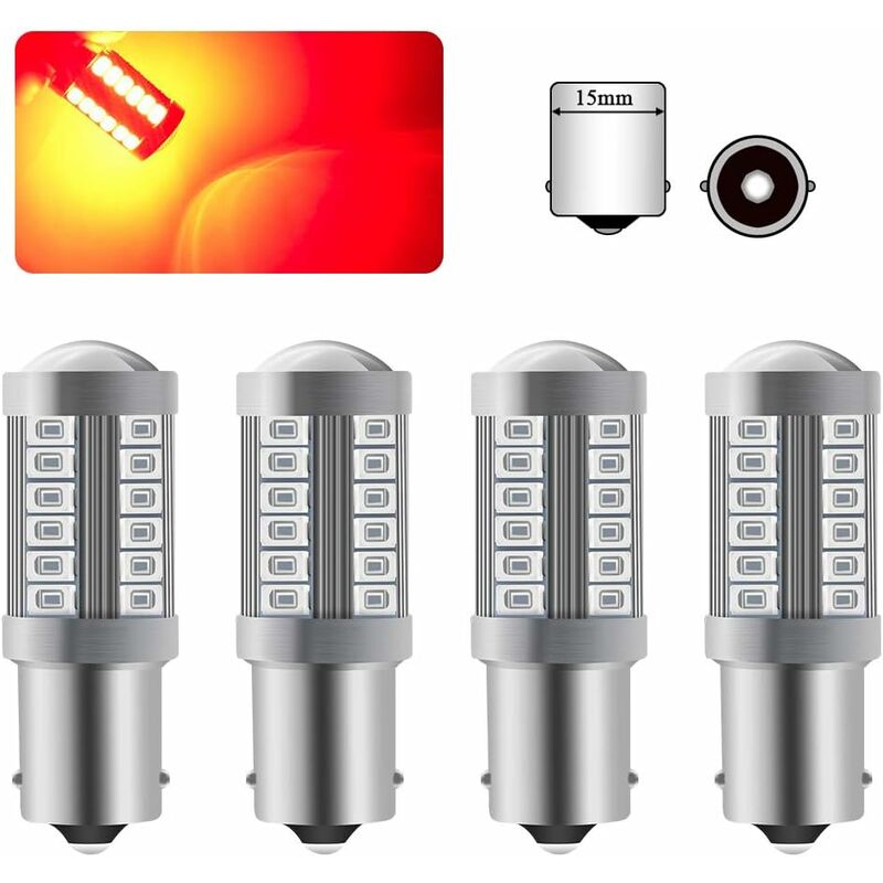 4 X 1156Ba15S LED Bulb Red Super Bright 6000K 5630 33 Smd Backup Light Parking Reverse Position Rear Fog Light Bulb 12V - Image 1