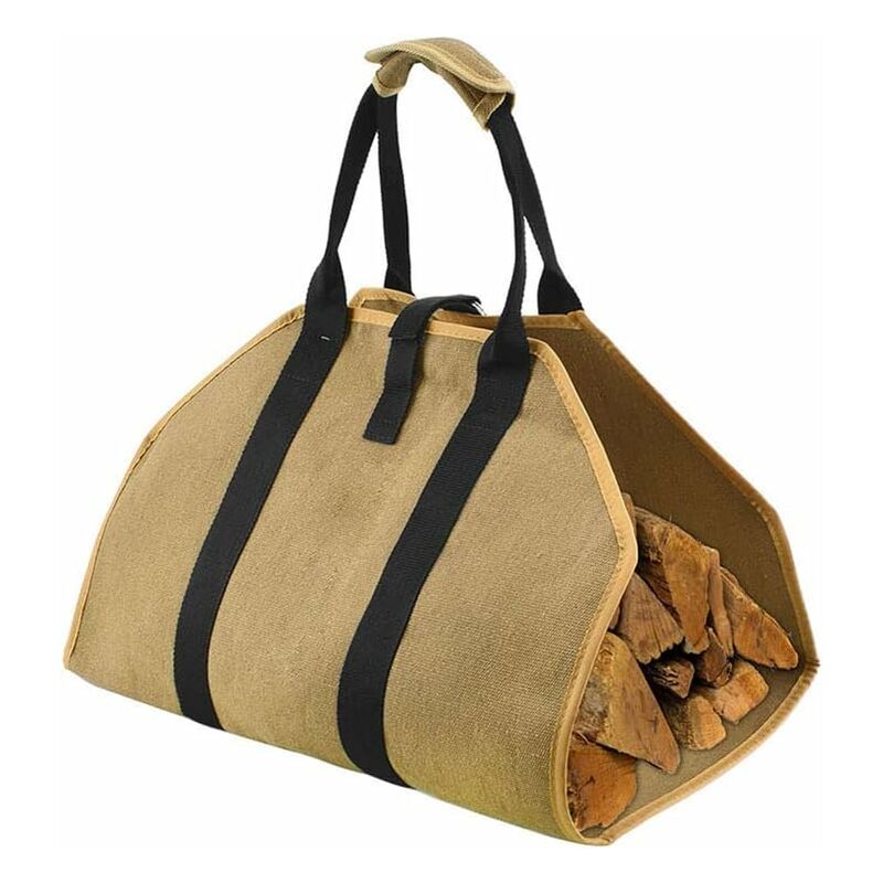 Log Basket Log Bag Wood Basket For Fireplace Wood Log Bag Firewood Transport Cart - Image 1