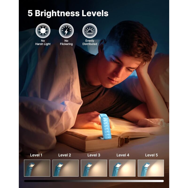 Rechargeable Book Light, Portable Book Light For Reading, 3 Color Temperatures And 5 Brightness Levels, Gift For Kids - - Image 2