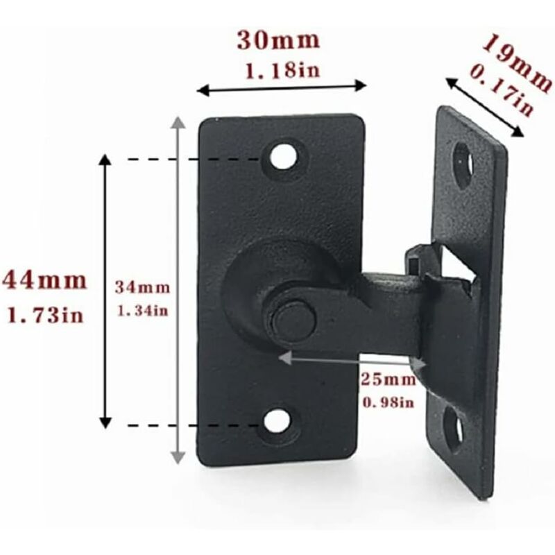 90 Degree Right Angle Stainless Steel Door Lock, Used For Wooden Fences, Doors And Windows, Sliding Doors (Black) - Image 2