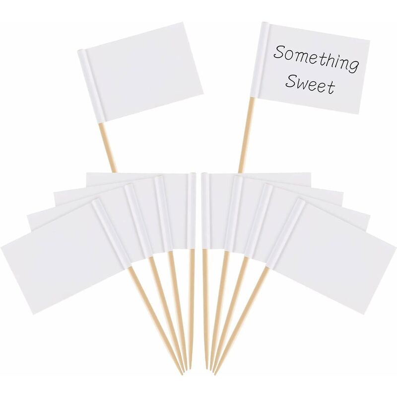 Toothpick Flags Empty White Cheese Markers Labels White For Party Cake Cheeseplate Food Appetizers(100 pcs) - Image 1