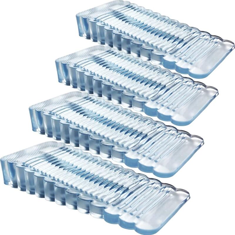 4 pcs Transparent Door Wedge Soft Rubber Non-Slip Block Adjustable Height Door Stopper For Tile, Floor, Concrete, - Image 1