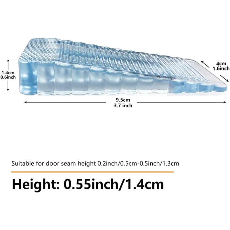 4 pcs Transparent Door Wedge Soft Rubber Non-Slip Block Adjustable Height Door Stopper For Tile, Floor, Concrete, - Image 2
