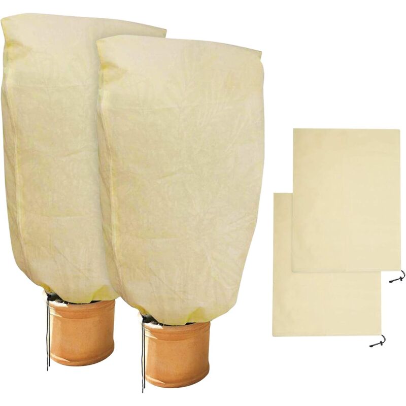 2 Pieces Plant Winter Protection Bags Winter Protection For Potted Plants, Beige, Solid, 100 X 80 Cm - Image 1