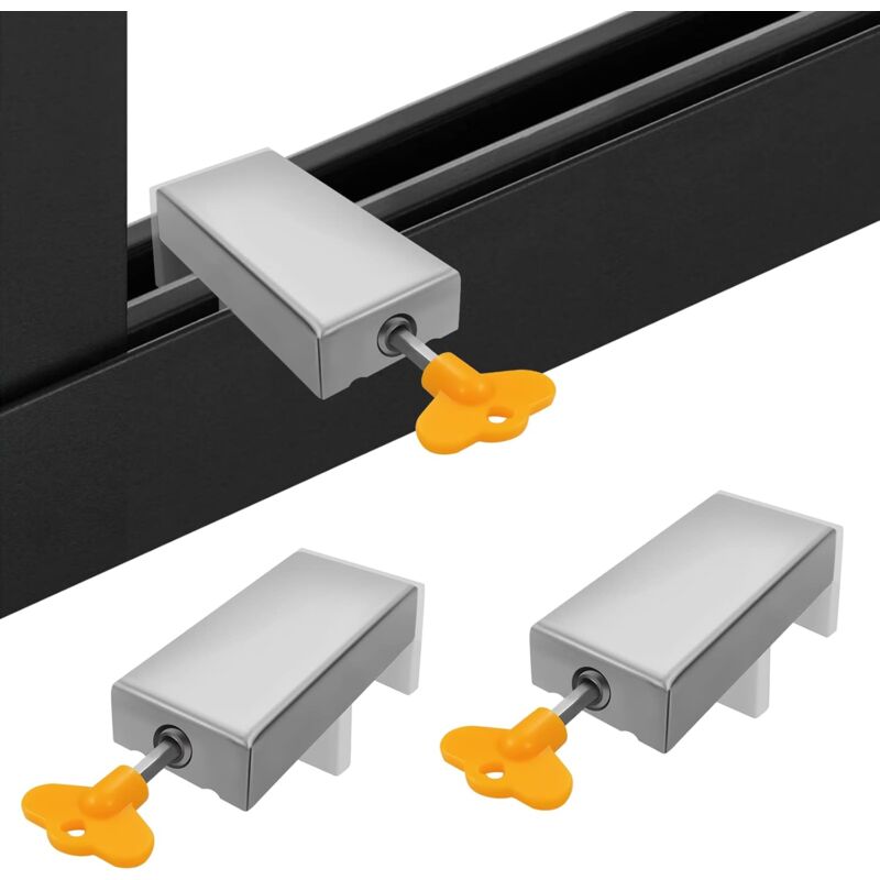 2 pcs With Key Aluminum Alloy Door Frame Security Lock Adjustable Sliding Double Window Locks Steel Safety Locks Child - Image 1