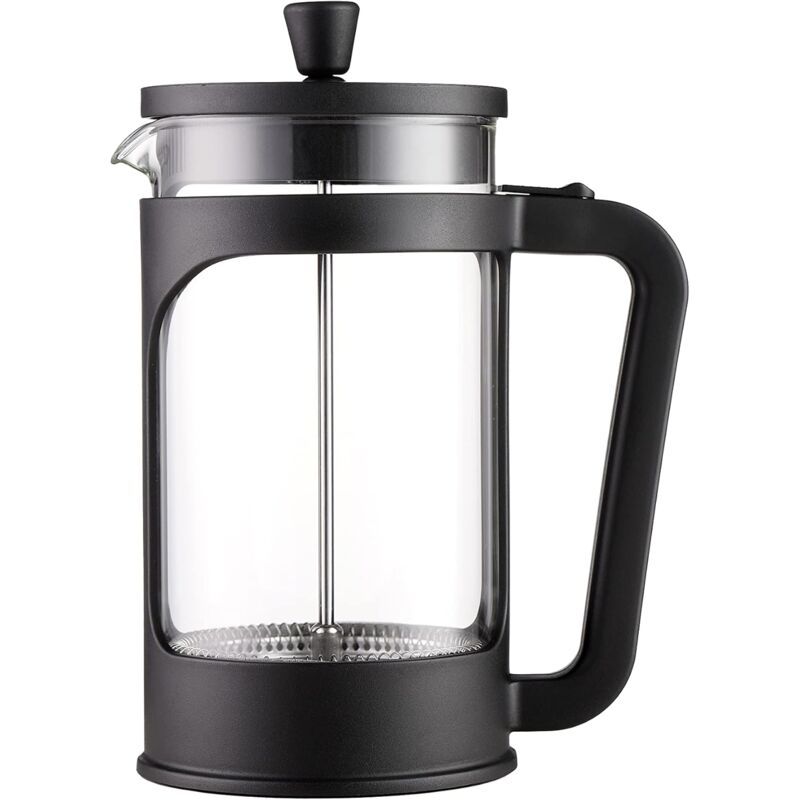 1 Liter/34 Oz French Press Coffee/Tea Maker Heat Resistant Borosilicate Glass, Stainless Steel Filter & Black Lid. - Image 1