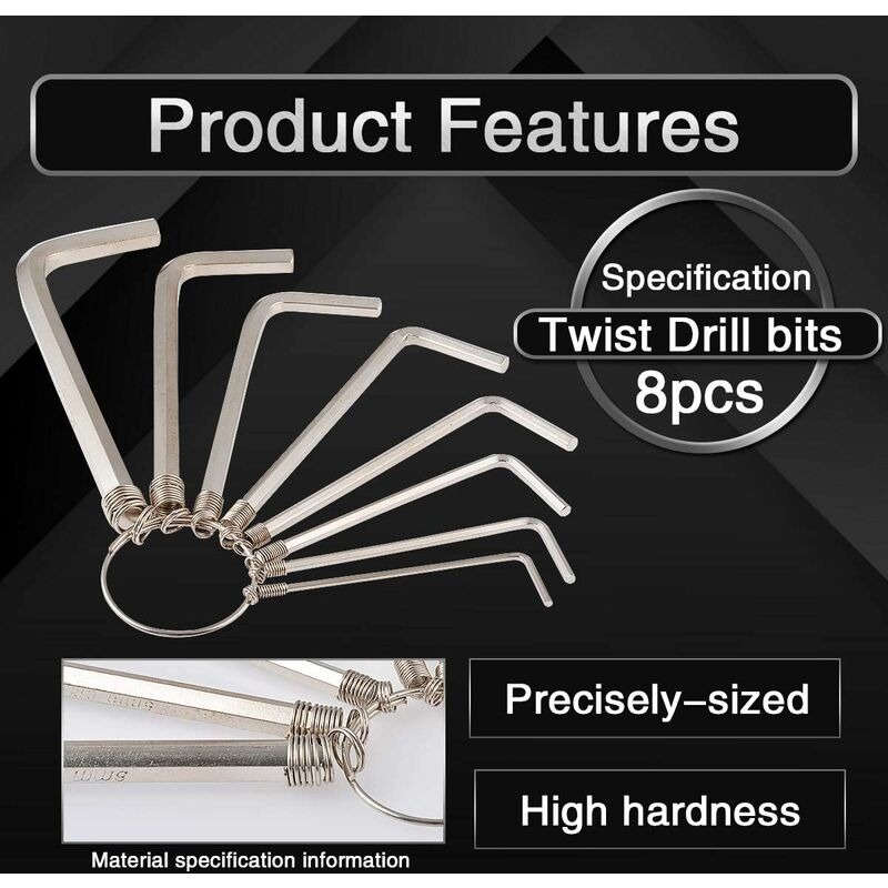 8 pcs Practical Metric Hex Allen Key Wrench Set For Repair 1.5/2/2.5/3/3.5/4/5/6Mm (Silver) - Image 2