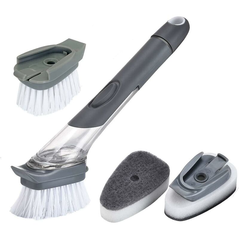 4 Pack Replaceable Brushes Dish Brush Refills, 2 In 1 Sponge And Bristle Brushes For Dish Washing, Easy Cleaning - Image 1