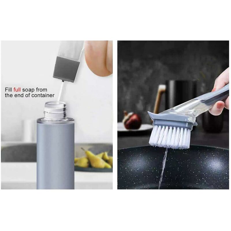 4 Pack Replaceable Brushes Dish Brush Refills, 2 In 1 Sponge And Bristle Brushes For Dish Washing, Easy Cleaning - Image 3