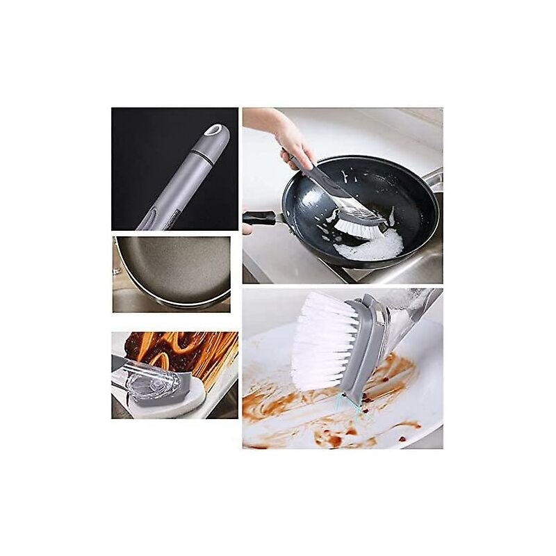 4 Pack Replaceable Brushes Dish Brush Refills, 2 In 1 Sponge And Bristle Brushes For Dish Washing, Easy Cleaning - Image 4